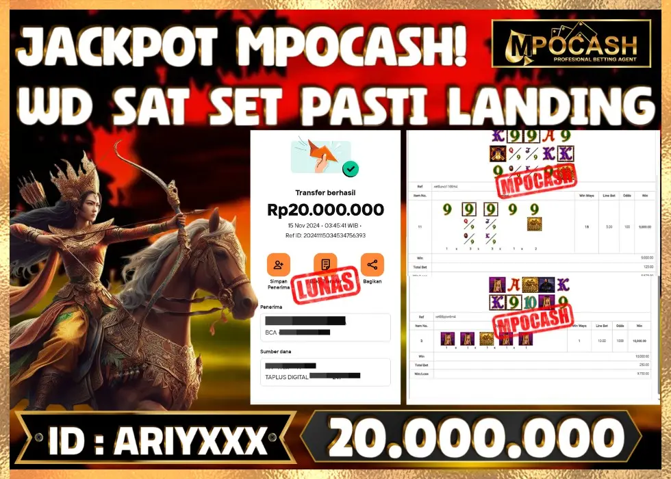 MPOCASH JACKPOT SLOT GAMES Rp 20.000.000 - LUNAS!!!